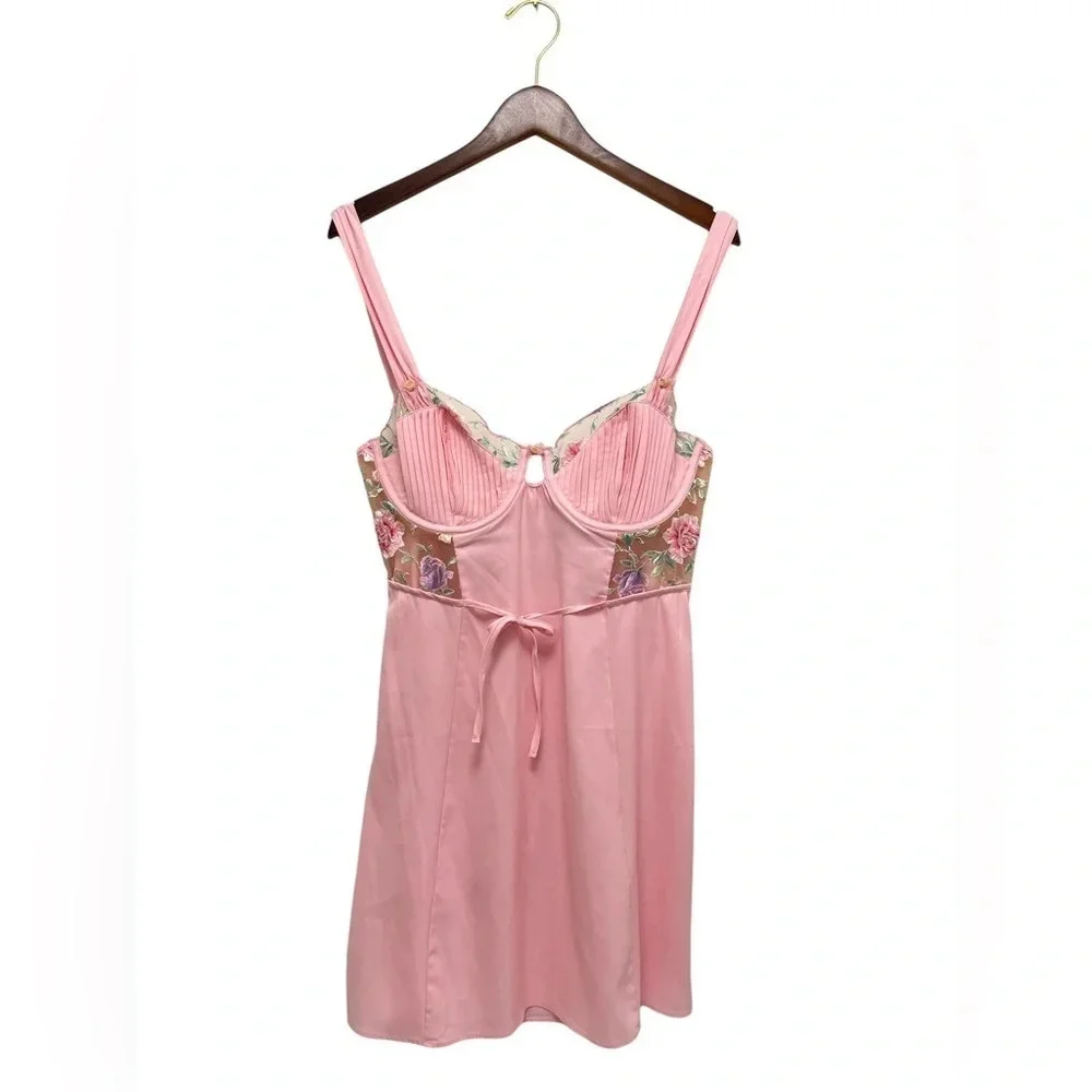 For Love And Lemons Pastel Rose Dress Slip Romantic Pink Mini women's Size XL - Picture 9 of 14